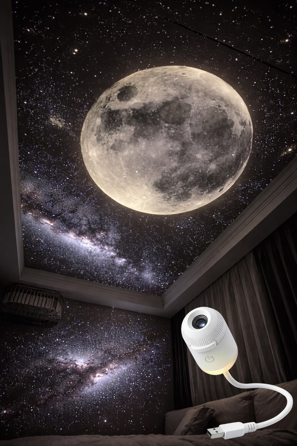 2-in-1 USB Galaxy Star Projector Night Light | 6 Projection Lenses | Adjustable Brightness Starry Sky Lamp